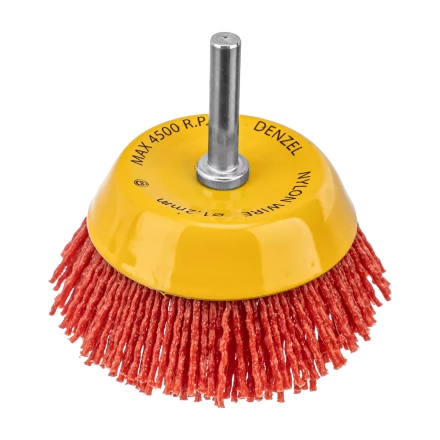 Щетка для дрели, 75 мм, Чашка, со шпилькой, нейлоновая щетина Denzel 74436 купить в Новом Уренгое