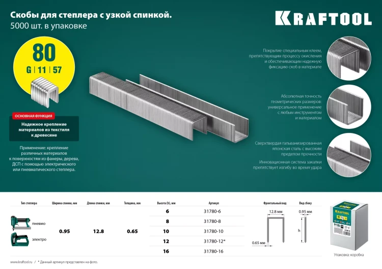 Скобы тип 21GA (80 / Pr A / Senco AT) 5000 шт 31780-12 купить в Новом Уренгое