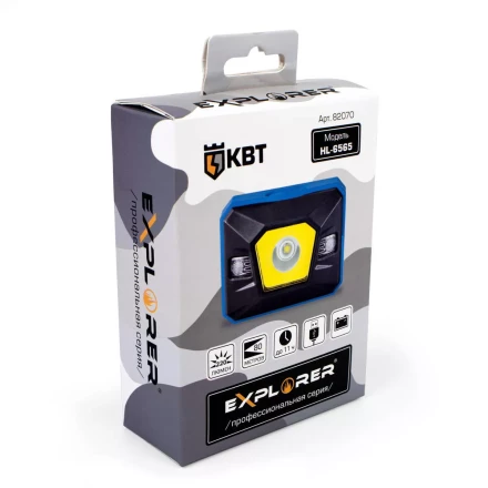 Фонарик налобный светодиодный со встроенным аккумулятором КВТ HL-6565 (82070) купить в Новом Уренгое