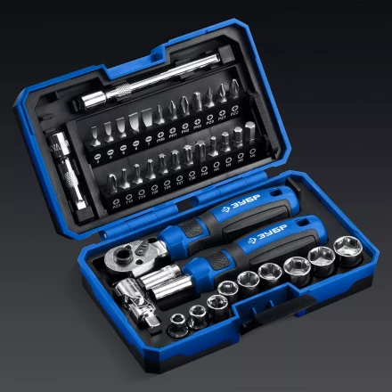 ЗУБР Профессионал-39 набор 39 шт: трещетка, отвертка-битодержатель с насадками (25180) купить в Новом Уренгое