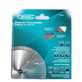 Диск алмазный ф125х22,2мм, тонкий, сплошной, мокрое резание GROSS 73053 купить в Новом Уренгое