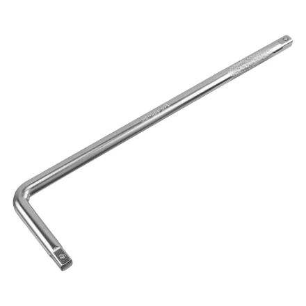 Вороток Г-образный, 375*100 мм, квадрат 1/2&quot;, CrV, матовый хром Denzel 14067 купить в Новом Уренгое