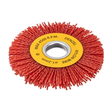 Щетка для УШМ, 100 мм, плоская, нейлоновая щетина, посадка 22,2 мм Denzel 74437 купить в Новом Уренгое