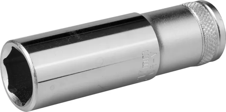 Торцовая головка KRAFTOOL "INDUSTRIE QUALITAT", удлиненная, Cr-V, FLANK, хромосатинированная, 1/2", 17 мм 27807-17_z01 купить в Новом Уренгое