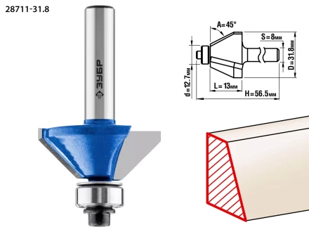 ЗУБР 31.8 x 13 мм, фреза кромочная калевочная (фасочная) №9, Профессионал (28711-31.8) купить в Новом Уренгое