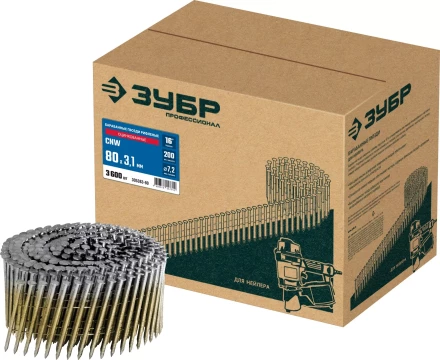 ЗУБР CNW 80 х 3.1 мм, барабанные гвозди рифленые оцинкованные, 3600 шт (305383-80) купить в Новом Уренгое